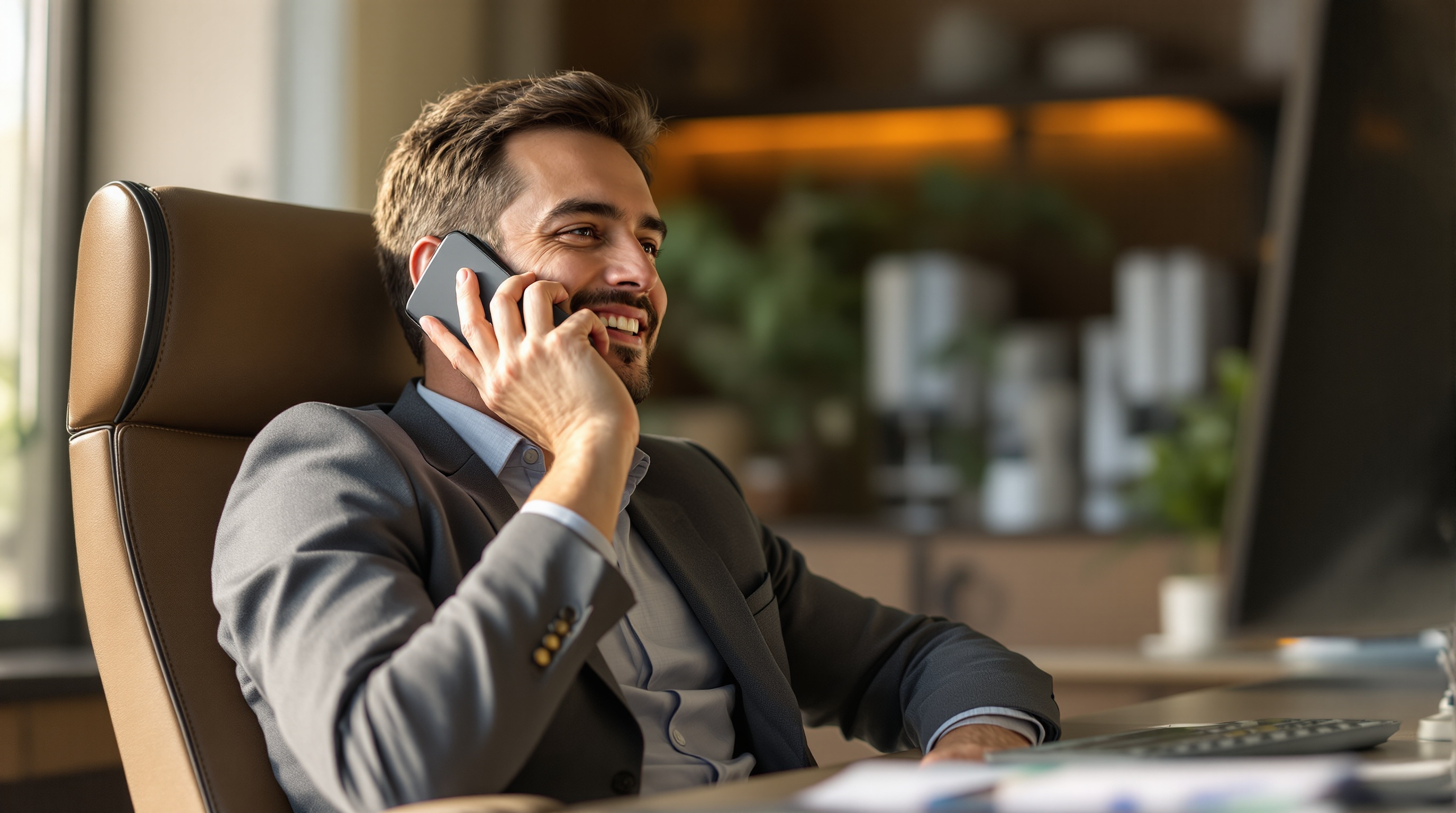 Agent on phone with client